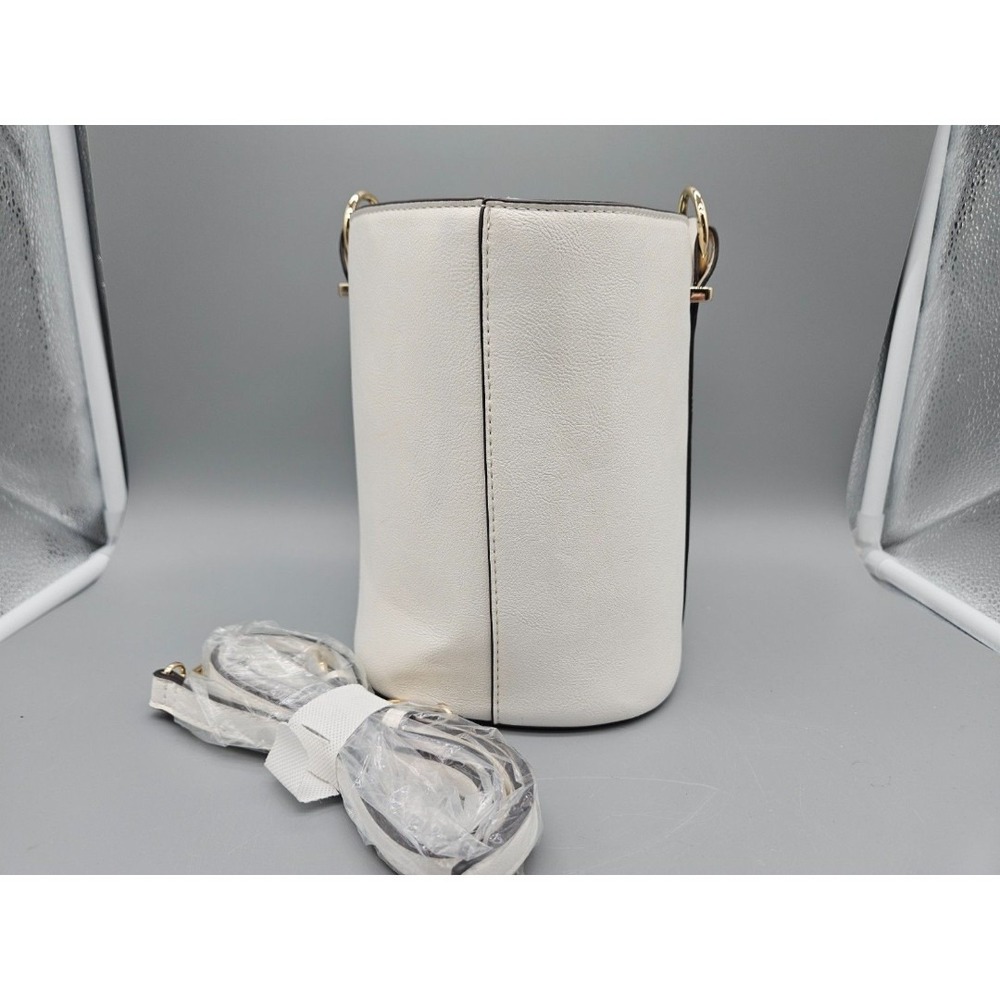 I.N.C. Bucket Bag OS White Faux Leather Handbag GNH019147